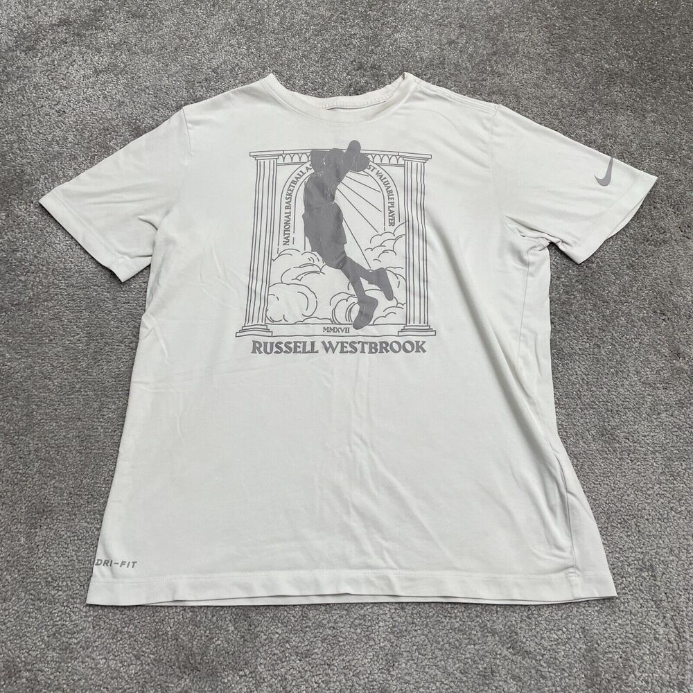 The Nike Tee Dri-Fit Graphic T-Shirt Mens Medium White Crew Neck Short Sleeve